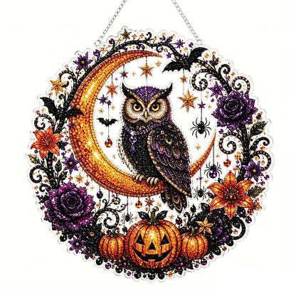 Halloween Hanging Diamond Art Kit – DIY 5D Pumpkin Wreath Gem Ornament