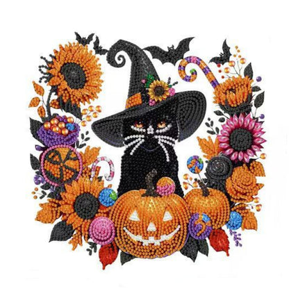 Halloween Hanging Diamond Art Kit – DIY 5D Pumpkin Wreath Gem Ornament