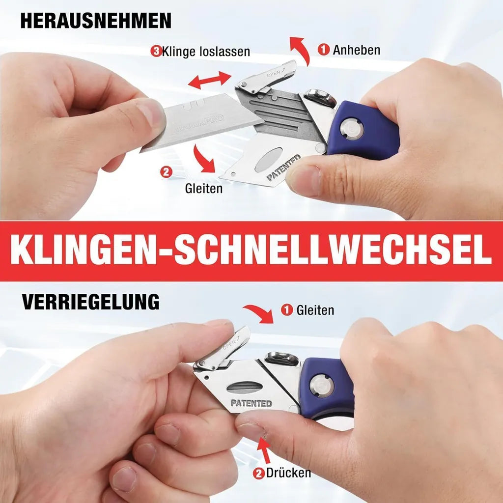Quick-change Pocket Folding Utility Tool with 5 Extra Blades and Clip