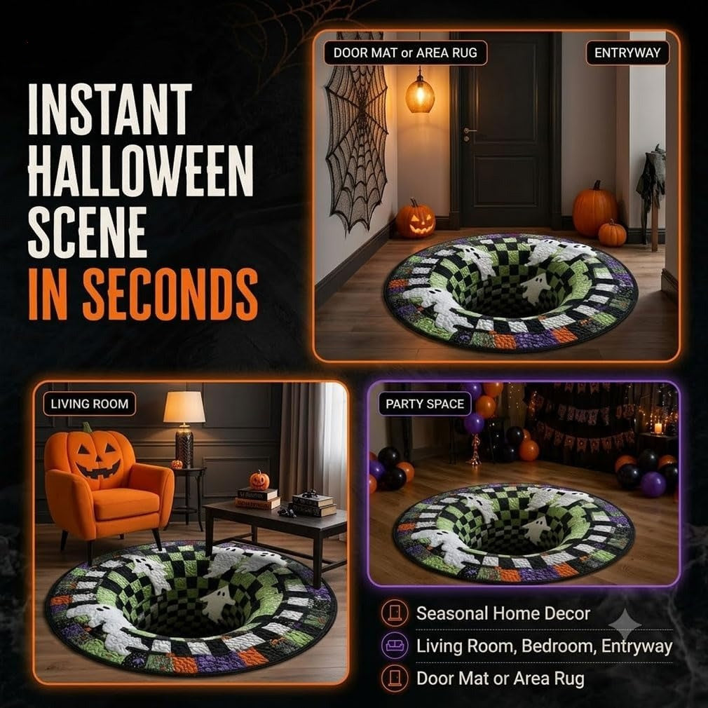 3D Halloween Optical Illusion Rug – Soft Non-Slip Round Mat