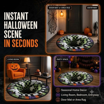 3D Halloween Optical Illusion Rug – Soft Non-Slip Round Mat
