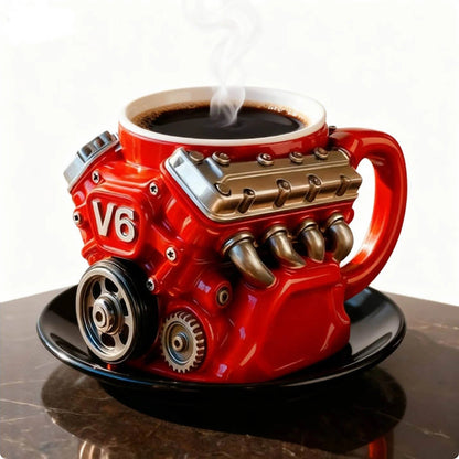 V6/V8 3D Engine Stainless Steel Mug — Rev Up Your Morning