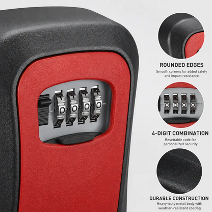Wall Mount Key Lock Box - 4 Digit Combination Lockbox for Keys Safe Security Storage