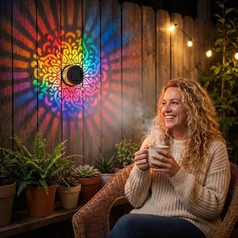 2-Pack Solar Mandala Projector Wall Lights