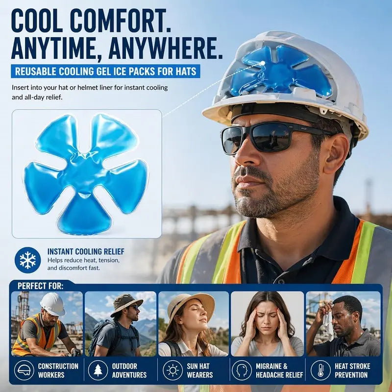 2PCS Cold Therapy Inserts For Hard Hats & Sun Hats