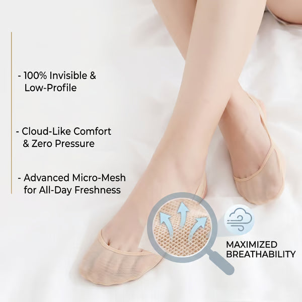 5Pcs Women's Ice Silk No Show Ultra-Thin Liners — Invisible Comfort for Every Shoe