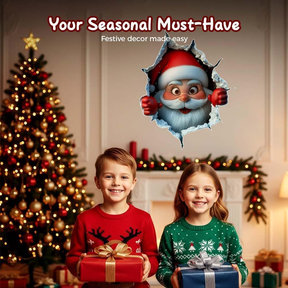 Festive Decor 2-Piece Santa Face Vinyl Stickers