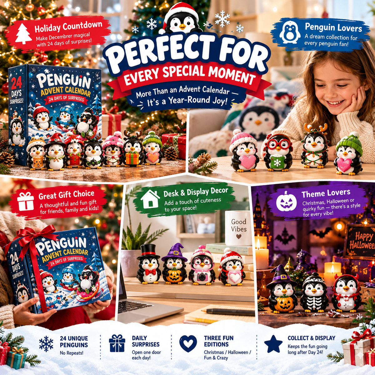 24-Day Penguin Advent Calendar – 24 Unique Collectible Penguins