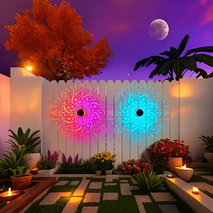 2-Pack Solar Mandala Projector Wall Lights