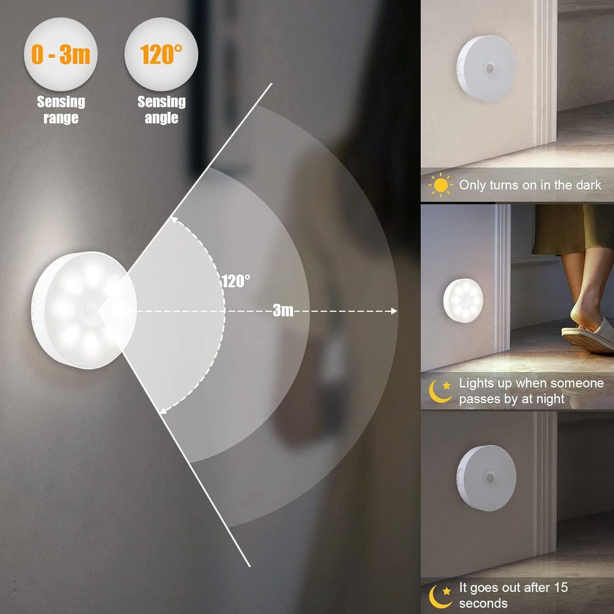 4-Pack Motion Sensor Night Lights – Rechargeable, Warm & Cold White