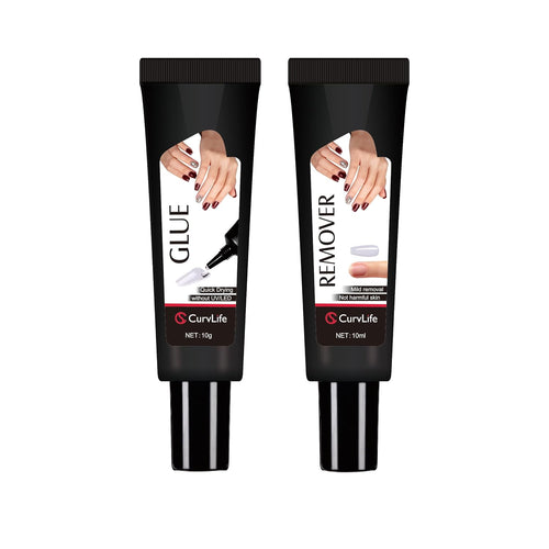 Upgraded 10g Quick-Drying Semi-Solid Nail Glue with 10ml Remover