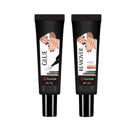 Upgraded 10g Quick-Drying Semi-Solid Nail Glue with 10ml Remover