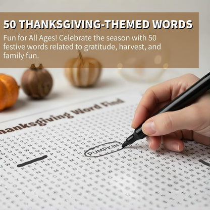 Jumbo Thanksgiving Word Search Poster – Giant 31.5"x20" Wall Game