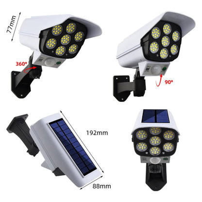 Solar Motion Sensor Security Light – 2000 Lumens, 77 LEDs, IP66, Fake Camera Decoy