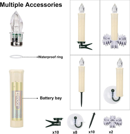 10Pcs Flameless Christmas Trees Candles with Remote Timer