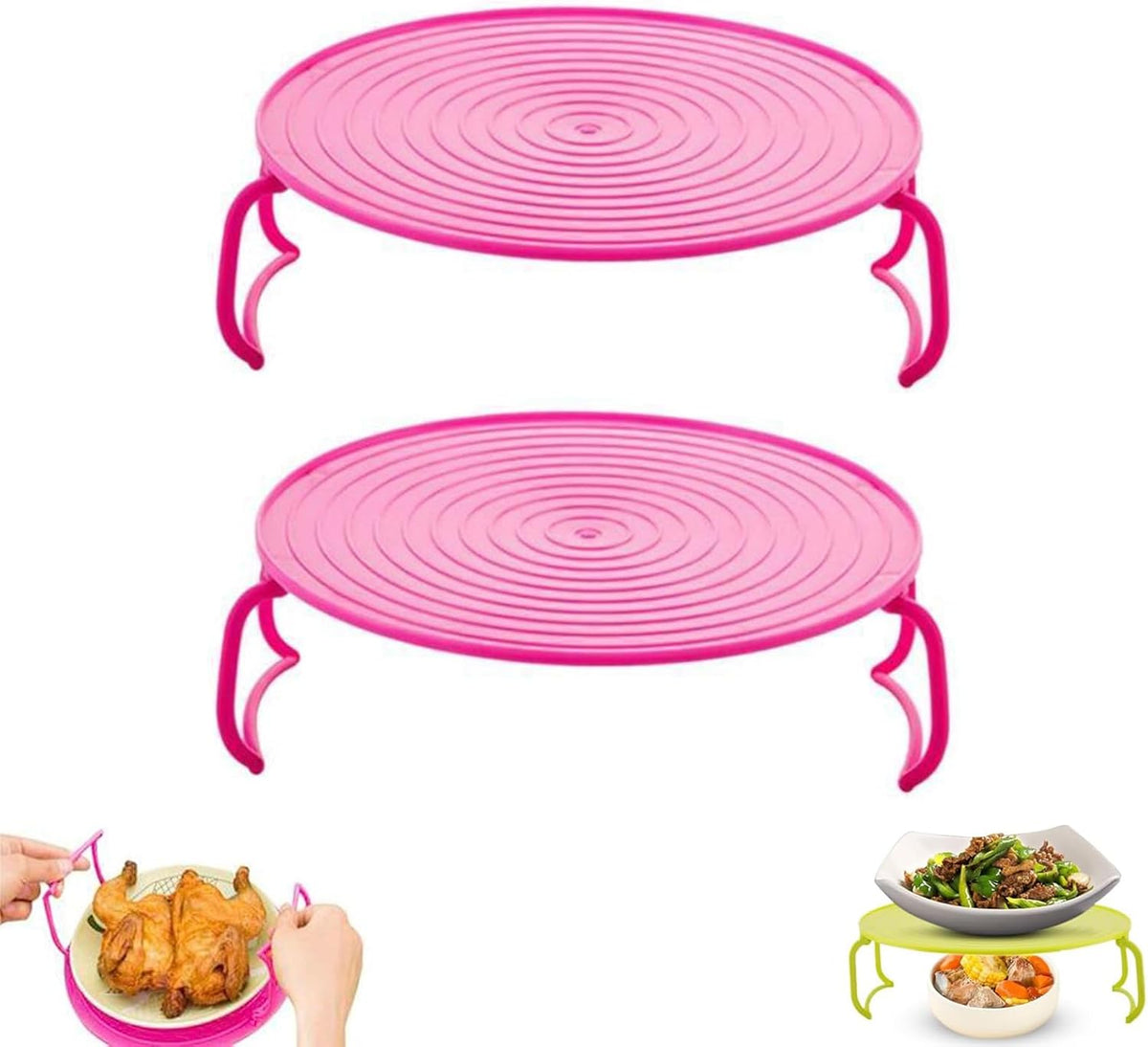 3-in-1 Microwave Plate Stacker with Splatter Cover & Carrying Handles