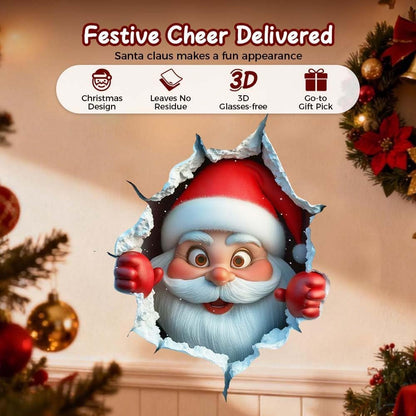 Festive Decor 2-Piece Santa Face Vinyl Stickers