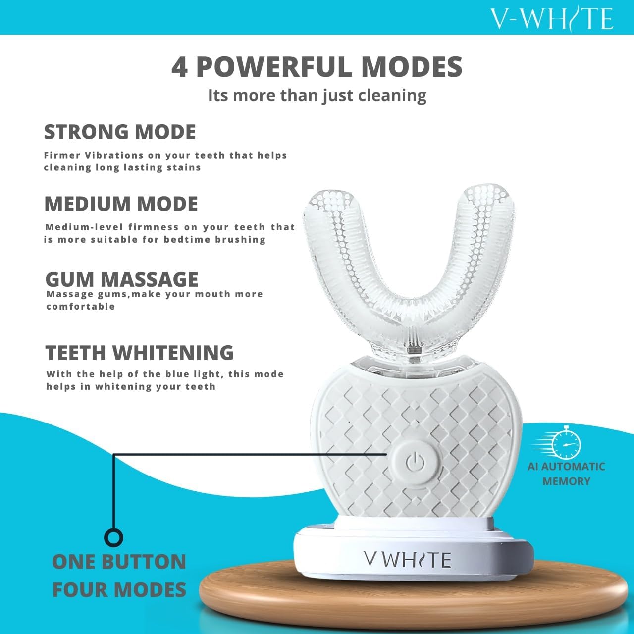 Adults Auto Ultrasonic U-Shaped Toothbrush