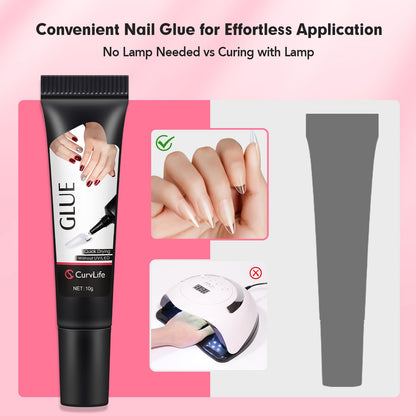 Upgraded 10g Quick-Drying Semi-Solid Nail Glue with 10ml Remover