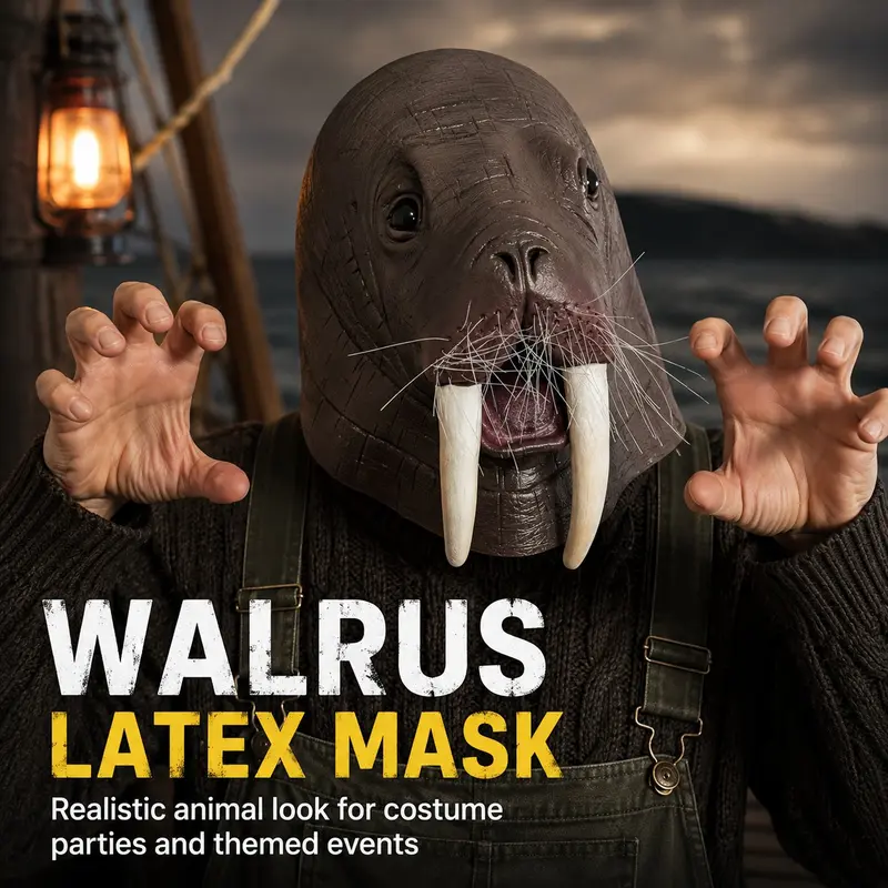 Full Head Realistic Walrus Mask—Adult Halloween Cosplay Costume