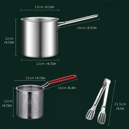 4Pcs Stainless Steel Deep Fryer Set