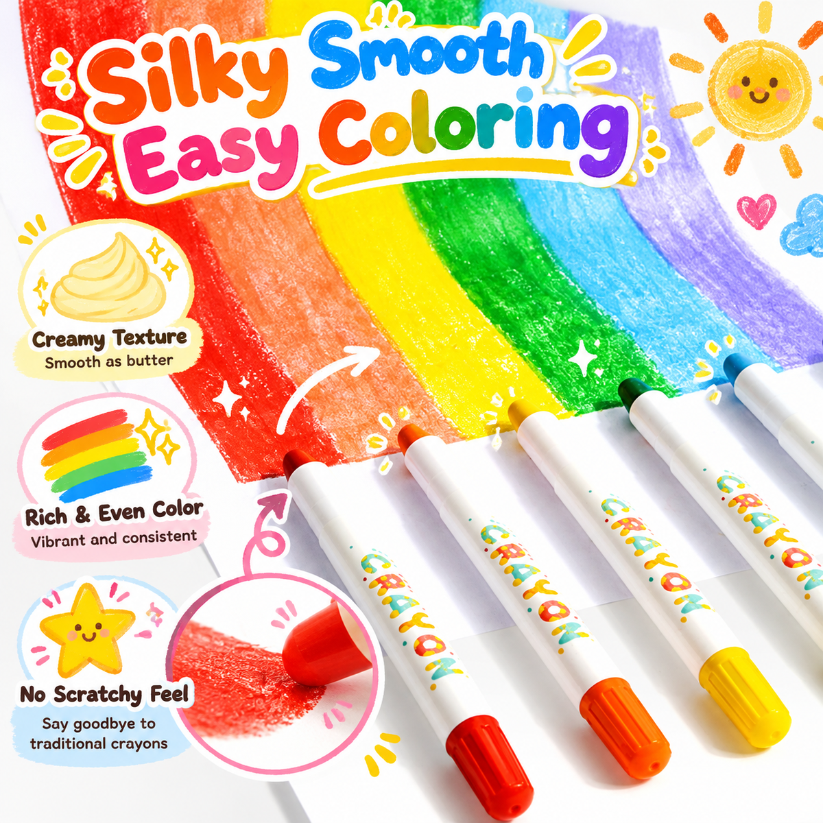 24 Washable Crayons for Toddlers – Non-Toxic Twist-Up Paint Sticks