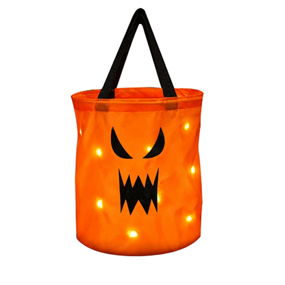 LED Light-Up Pumpkin Candy Bucket – Reusable Glow Trick-or-Treat Bag