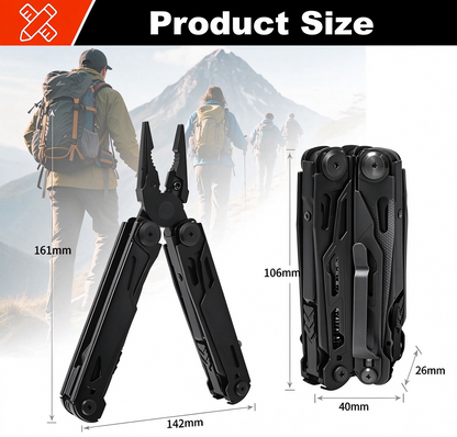 28-in-1 Stainless Steel Multitool with Self-Locking Pliers