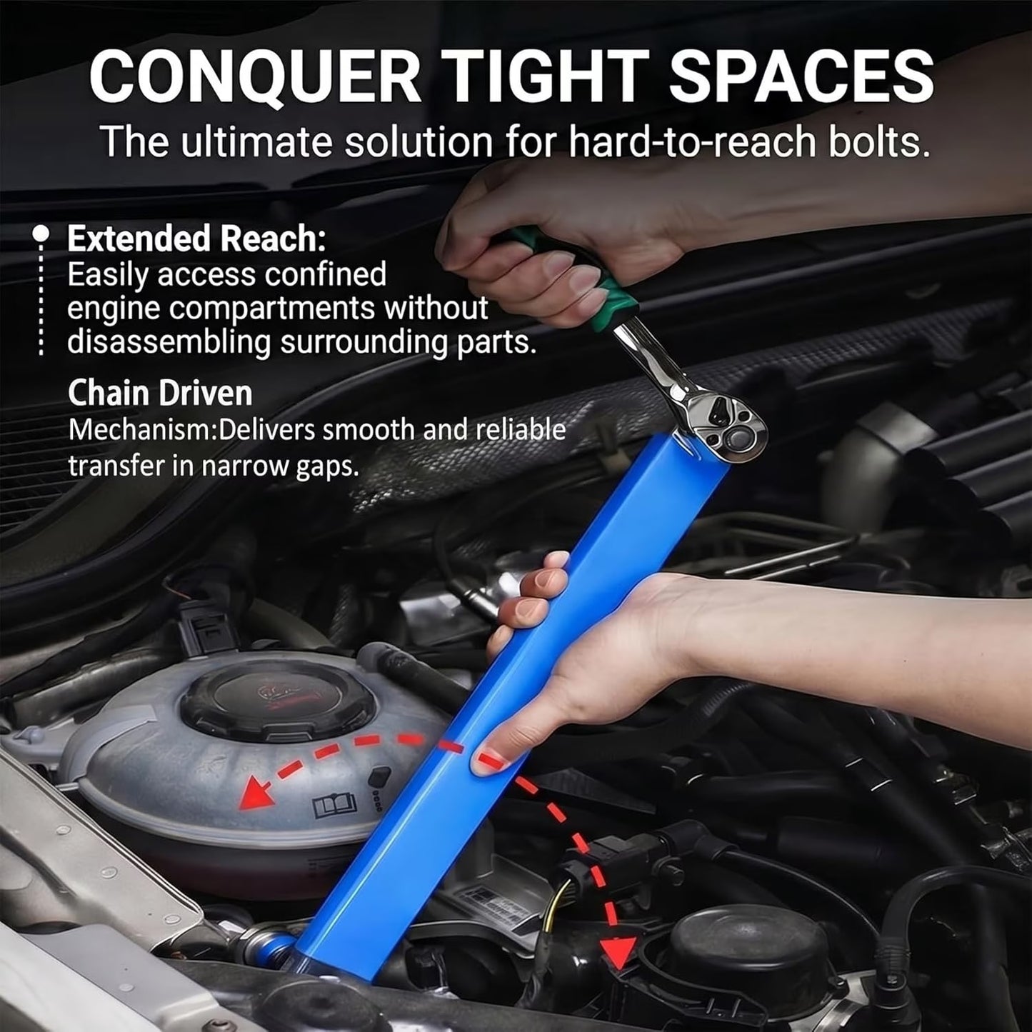 9.8" Zero-Degree Extension Wrench for Tight Spaces