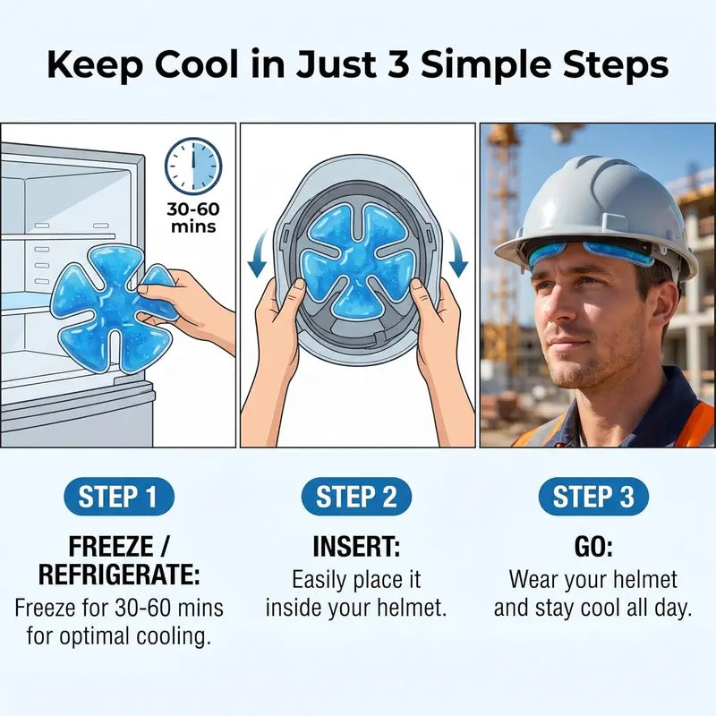 2PCS Cold Therapy Inserts For Hard Hats & Sun Hats