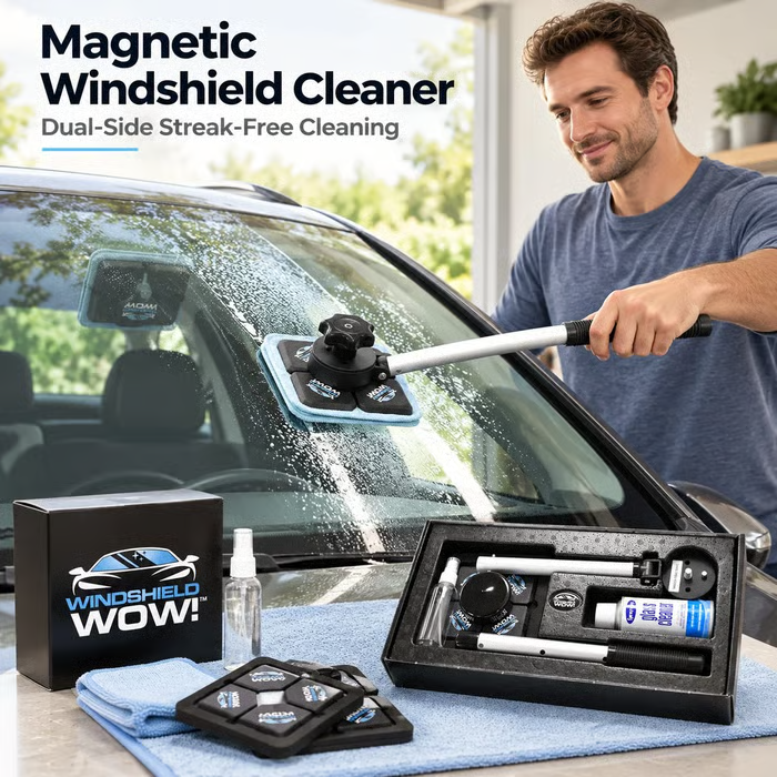 🔥Dual Magnetic Car Windshield Cleaner | Streak-Free Auto Glass Cleaning Kit