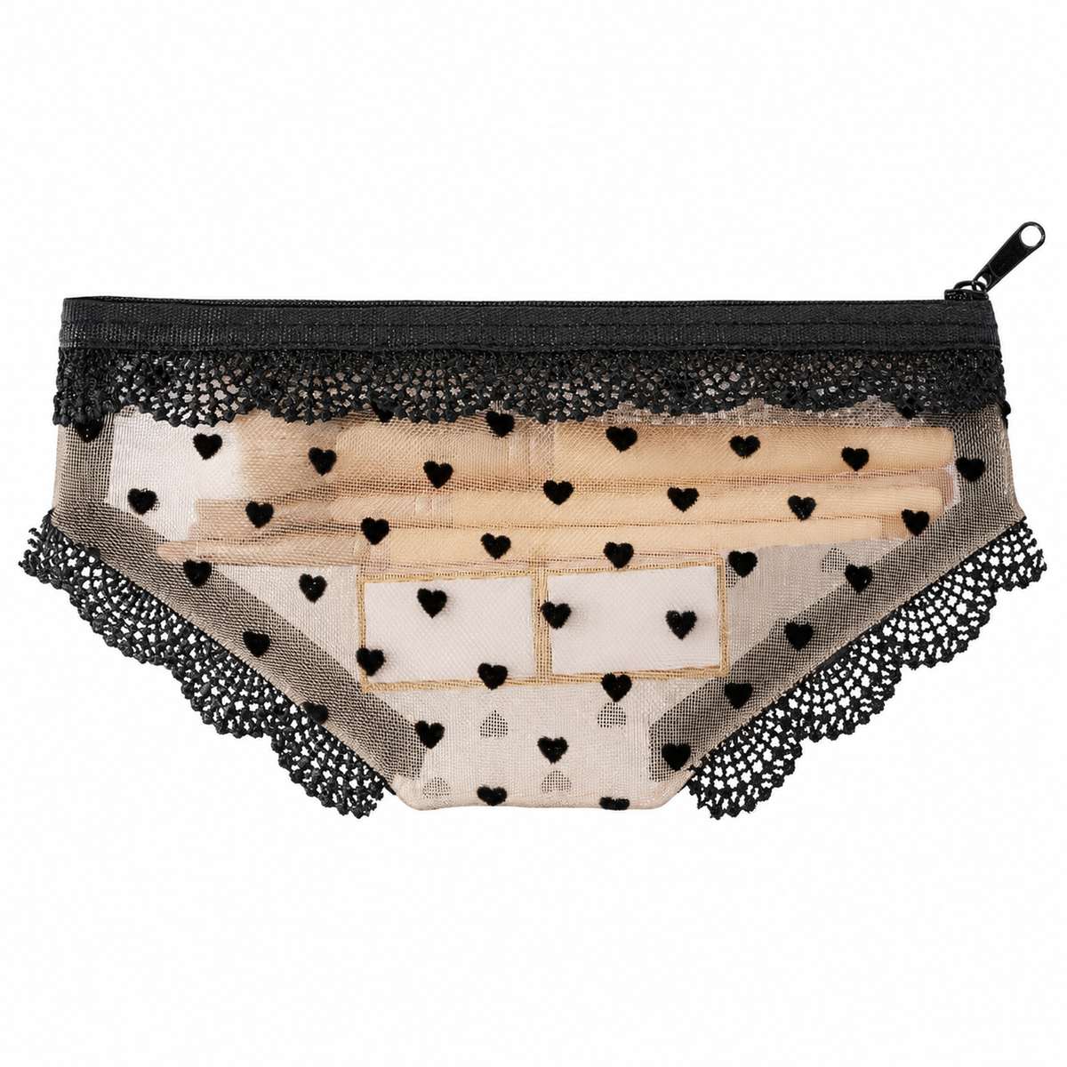 Cute Lace Triangle Briefs Shape Mesh Makeup Bags
