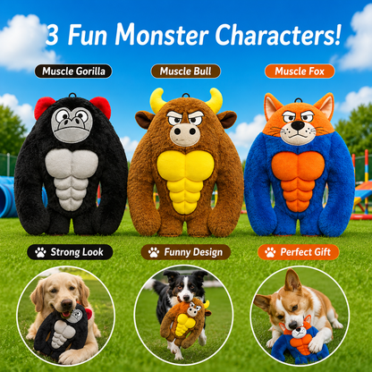 Muscle Monster Dog Toys-Squeaky Plush for Medium Large Dogs