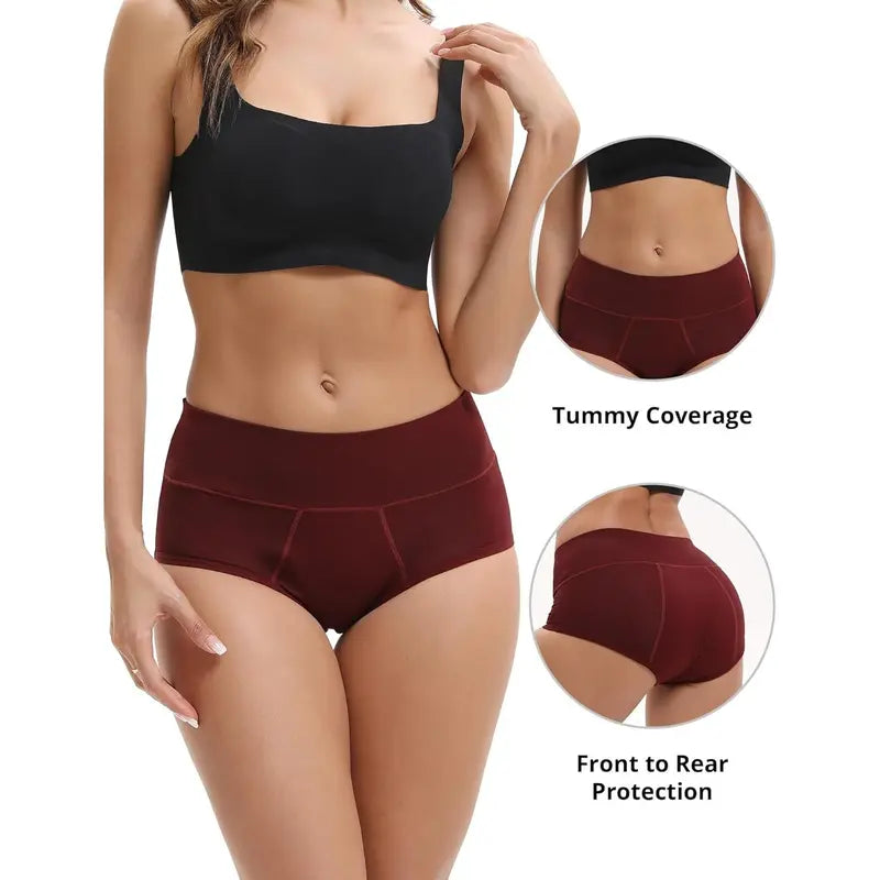 Women's Hi-Waist Bamboo Viscose Heavy Flow Period Underwear 3-Pack