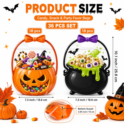 12/24/36/48/60 Pcs Halloween Plastic Goodie Bags