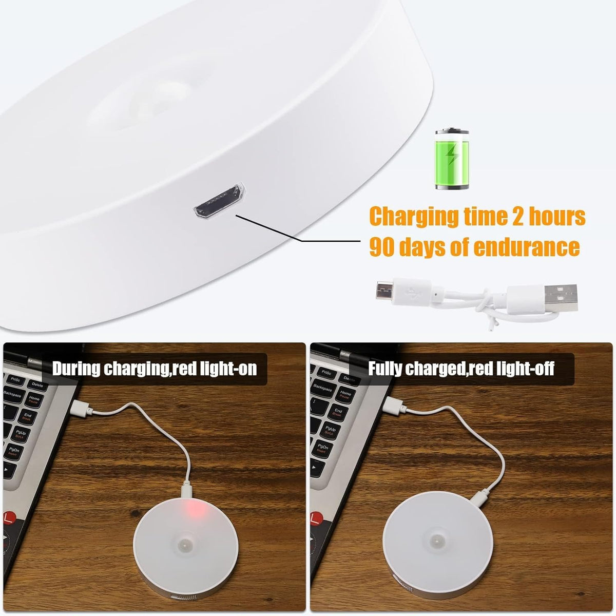 4-Pack Motion Sensor Night Lights – Rechargeable, Warm & Cold White