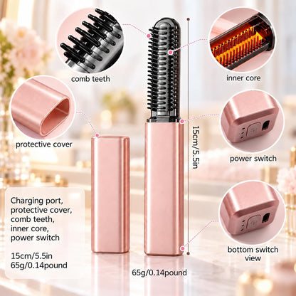 Mini Cordless Heated Styling Brush|Effortless Styling, Wherever You Go