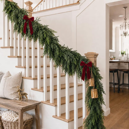 Artificial Christmas Cedar Garlands – Realistic Faux Greenery for Fireplace & Holiday Home Decor