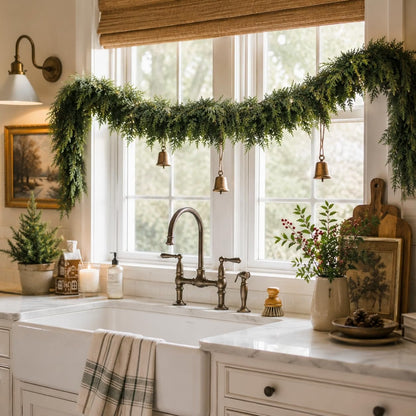 Artificial Christmas Cedar Garlands – Realistic Faux Greenery for Fireplace & Holiday Home Decor