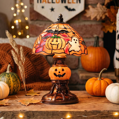 Halloween Pumpkin Lamp – Hand-Painted Design, Warm Glow & USB Powered