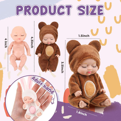 6 Piece Fairy Princess Doll Set-4.3 Inch Lifelike Newborn Baby Dolls