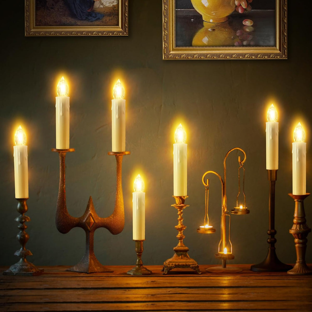 10Pcs Flameless Christmas Trees Candles with Remote Timer