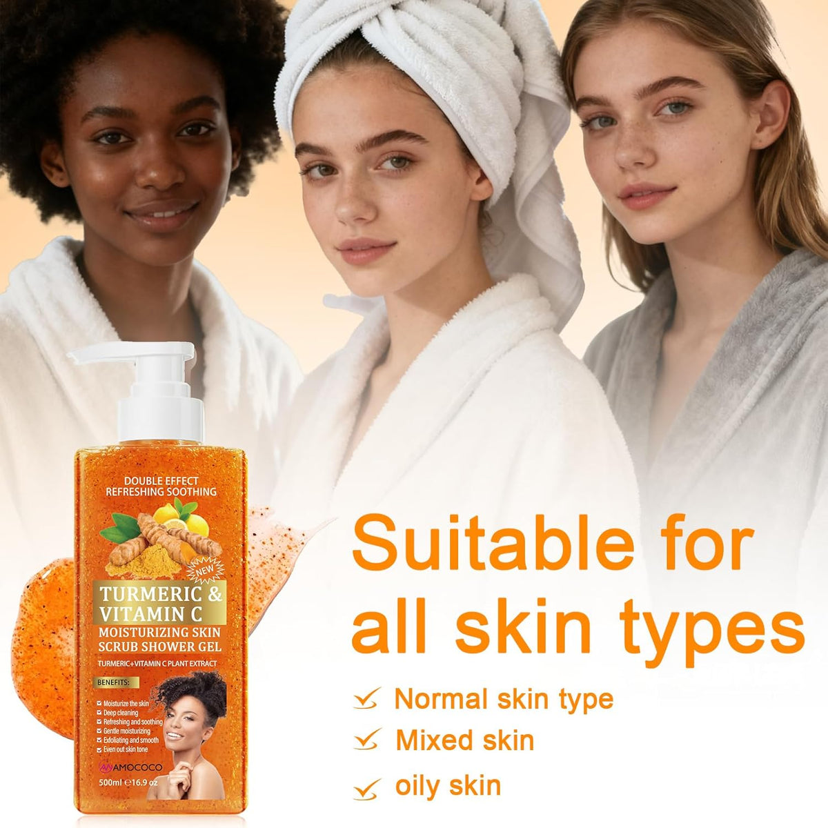 Turmeric Glow Scrub Body Wash – Vitamin C, Deep Moisture & Lasting Scent 500ml