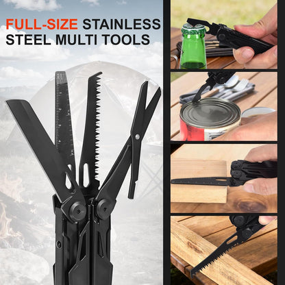 28-in-1 Stainless Steel Multitool with Self-Locking Pliers