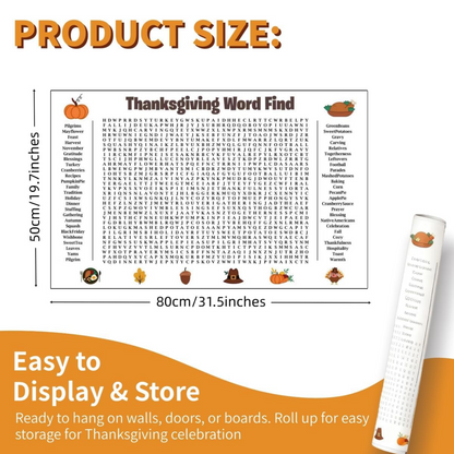 Jumbo Thanksgiving Word Search Poster – Giant 31.5"x20" Wall Game