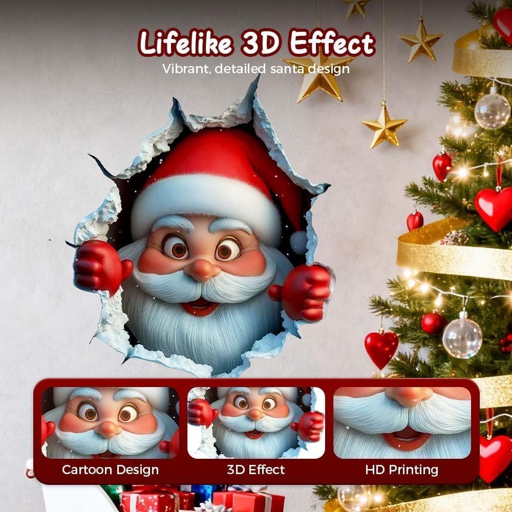 Festive Decor 2-Piece Santa Face Vinyl Stickers