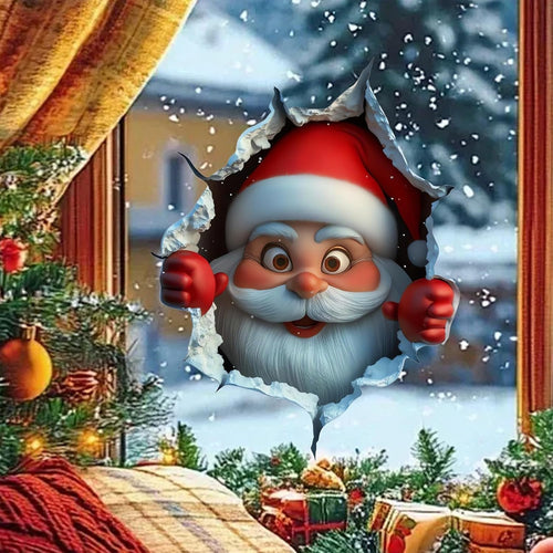 Festive Decor 2-Piece Santa Face Vinyl Stickers