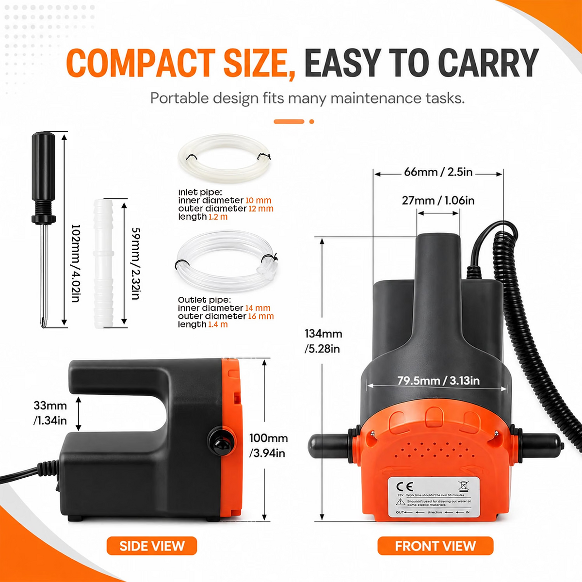 12V Oil Extractor Pump — Electric Oil Change Transfer Pump