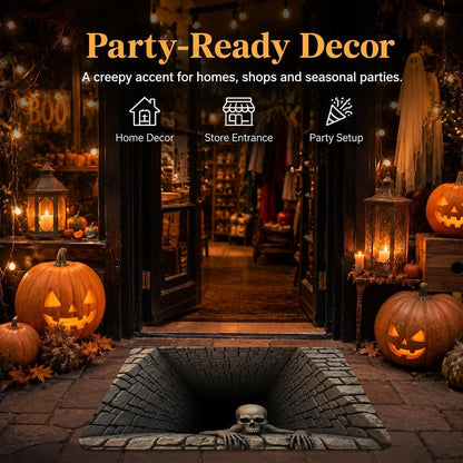 3D Halloween Skull Doormat – Optical Illusion Crystal Velvet Rug