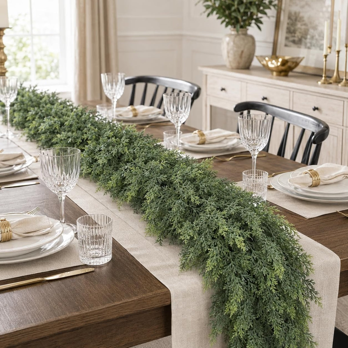 Artificial Christmas Cedar Garlands – Realistic Faux Greenery for Fireplace & Holiday Home Decor